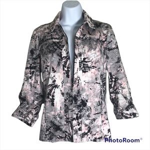 Chico’s Splatter Print Zip Up Jacket Size 0